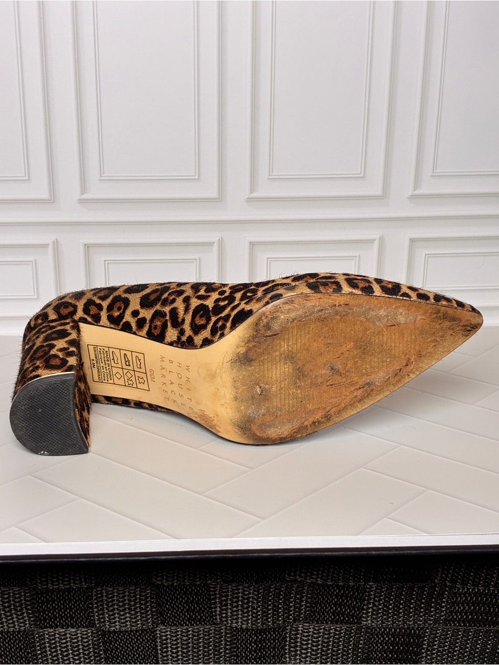 White House Black Market Leopard Print Pointed Toe Pumps - Brown/Black - Picture 4 of 5